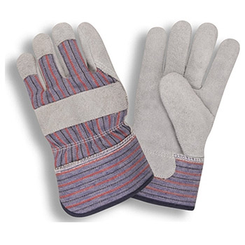 Cordova 7265 Select Shoulder Leather Glove, White Fleece Lining, Striped Canvas Back, Shirred Elastic Back - Dozen