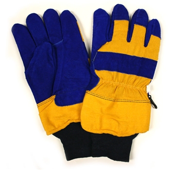 Cordova 7465LKW Blue Side Split Leather Glove, Yellow Canvas Back, Thinsulate/Waterproof Lining, Gunn Pattern, Size L, Per Dozen