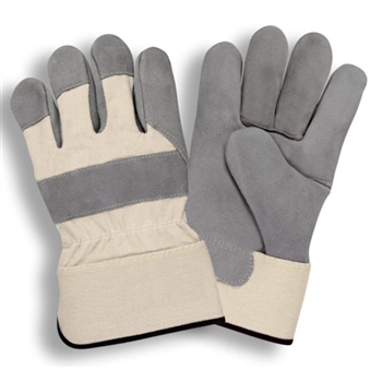 Cordova 7500 Tuf-Cor Leather Glove, Premium Heavy Side Split Palm, Cowhide Leather Glove, White Canvas Back, Gunn Pattern, White 2.5-inch Rubberizes Safety Cuff - Per Dz
