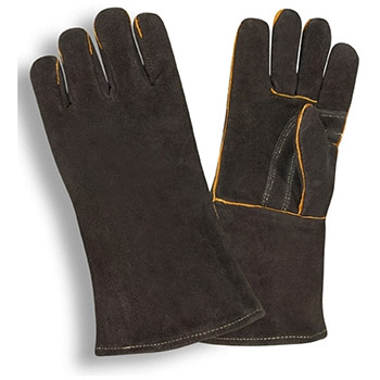 Cordova 7625 Regular Shoulder Welders Glove, Black Cowhide Leather, Reinforced Palm, Cotton Sock Lining - Dozen