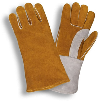 Cordova 7670 Premium Cowhide Welders Glove, Brown and Gray Split Leather, Reinforced Palm and Thumb - Dozen