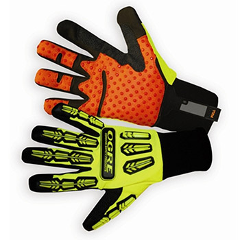 Cordova 7700 OGRE Oil Gas Mechanics Glove, Hi-Viz Lime Green Spandex Back, Orange Synthetic Leather Palm - Each