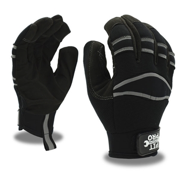 Cordova 77171 Pit Pro Activity Mechanics Glove, Black Synthetic Leather Palm, Reinforced Fingertips - Dozen