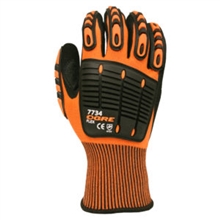 OGRE-FLEX 13-Gauge High Visibility Orange Polyester Shell, Black Sandy Nitrile Palm Coating, Thermo-Plastic Rubber (TPR) Finger and Back of Hand Protectors, Thumb Crotch Reinforcement, CE/EN388: 4121, $7.69 Per Pair