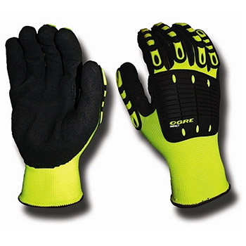 Cordova 7735 OGRE Impact Oil Gas Safety Gloves, Foam Lined Padded Palm Interior, Black Sandy Nitrile Palm Coating - Each