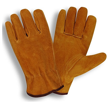 Cordova 7810 Select Split Leather Driver, Russet Color Unlined Glove, Shirred Elastic Back - Dozen