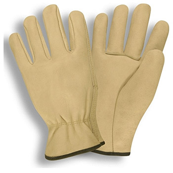 Cordova 8201 Standard Grain Leather Driver, Unlined Cowhide Glove, Shirred Elastic Back - Dozen