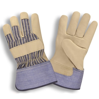 Cordova 8305 Standard Grain Cowhide Glove, Striped Canvas Back, Rubberized Safety Cuff, Gunn Pattern - Dozen