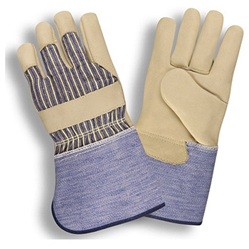 Cordova 8310 Standard Grain Cowhide Glove, Striped Canvas Back, Rubberized Gauntlet Safety Cuff, Gunn Pattern - Dozen