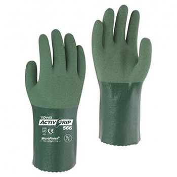 Cordova AG566 Towa ActivGrip Advance Glove, Green 13 Gauge Poly-Cotton Shell, Green MicroFinish, 12" Length - Dozen