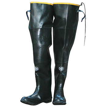 Cordova BH Black Hip Boot, Adjustable Straps, Plain Toe, Cotton Lined, 32" Length - Pair