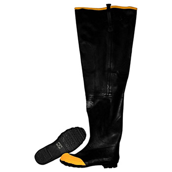 Cordova BHS Black Hip Boot, Adjustable Straps, Steel Toe & Shank, Cotton Lined, 36" Length - Pair