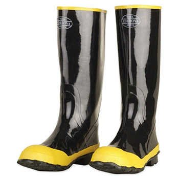 Cordova BST Black 16" Boot Steel Toe, Yellow/Black Sole, Over the Sock Style - Pair