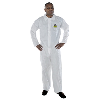 Cordova CPE Defender White Microporous Coverall Small With Zipper Front And Collar Elastic Wrists And Ankles - 1 Case