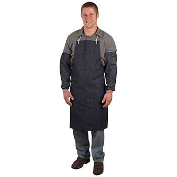 Denim Apron With Grommets & Ties, 1 Chest Pocket And One Waist Pocket, 28