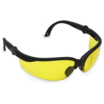 Cordova EFB30S Akita Black Safety Glasses, Amber Lens, 5 Position Rachet Temple, Per Dz