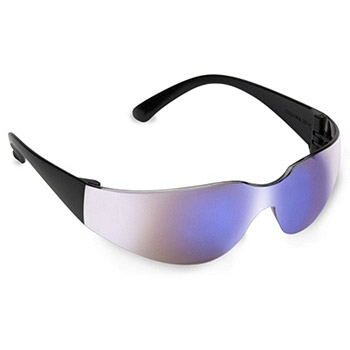 Cordova EHB60S Bulldog Black Safety Glasses, Blue Mirror Lens, Meets ANSI Z87+ Standards, Spatula Temple Design - Per Dz