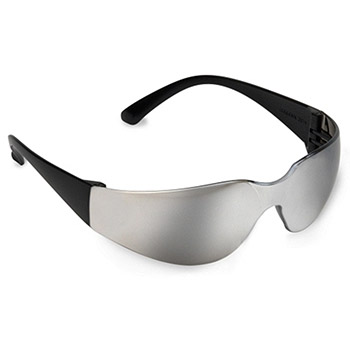 Cordova EHB70S Bulldog Black Safety Glasses, Silver Mirror Lens, Meets ANSI Z87+ Standards, Spatula Temple Design, Per Dz