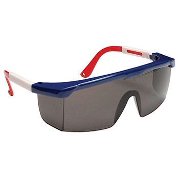Cordova EJNWR20S Retriever Safety Glasses, Red, White and Blue Frame, Gray Lens, Integrated Side Shields, Per Dz