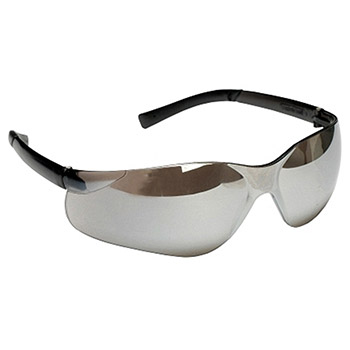 Cordova EL70S Dane Silver Safety Glasses, Black Frame, Silver Mirror Lens, Rubber Temples, Per Dz