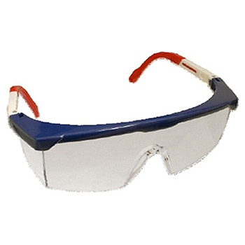 Cordova EMNWR10S Retreiver II Safety Glasses, Clear Lens, Red, White and Blue Frame, Integrated Side Shields, Per Dz