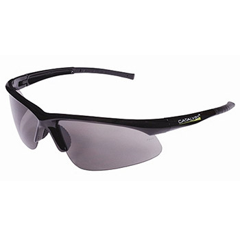Cordova EOB20S Catalyst Black Safety Glasses, Gray Lens, Black Nylon Frame, Gray Rubber Nose Piece