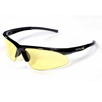 Cordova EOB30S Catalyst Black Safety Glasses, Amber Lens, Black Nylon Frame, Gray Rubber Nose Piece, Per Dz