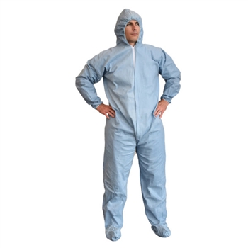 Cordova FRC400 Flame Resistant (FR) Disposable Coverall Small Blue Elastic Wrists And Back Hood And Boots - 1 Case