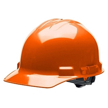 Cordova H24R3 Duo Orange Cap Style Helmet: 4-Point Ratchet With Nylon Web Insert, Per Ea
