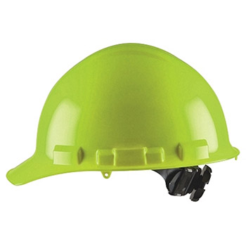 Cordova H24R6 Duo Hi-Viz Green Cap Style Helmet: 4-Point Ratchet With Nylon Web Insert, Per Ea