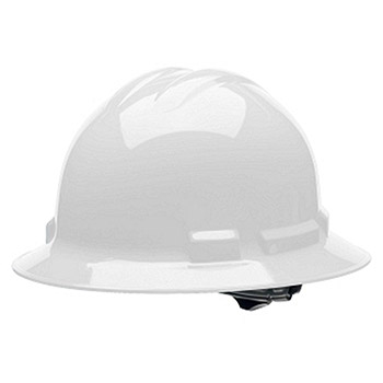 Cordova H34R1 Duo White Full Brim Style Helmet: 4-Point Ratchet With Nylon Web Insert