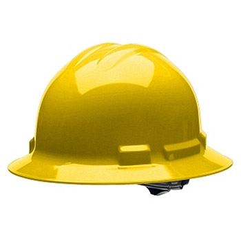 Cordova H34R2 Duo Yellow Full Brim Style Helmet: 4-Point Ratchet With Nylon Web Insert