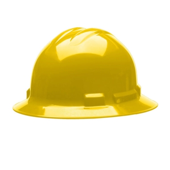 Cordova H36R2 Duo Yellow Full Brim Style Helmet: 6-Point Ratchet With Nylon Web Insert