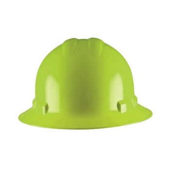 Cordova H36R6 Duo Hi-Viz Green Full Brim Style Helmet: 6-Point Ratchet With Nylon Web Insert