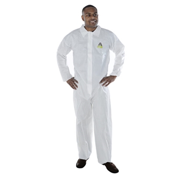 Cordova MP100 Defender 2 White Microporous Coverall Zipper Front With Flap And Collar Elastic At Waist No Elastic At Wrist & Ankles - 1 Case