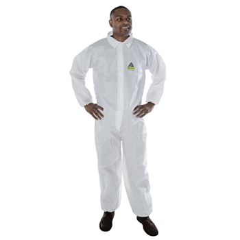 Cordova MP200 Defender 2 White Microporous Coverall Zipper Front With Flap And Collar Elastic At Waist Wrist & Ankles - 1 Case