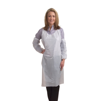 DEFENDER II White Microporous Apron, Attached Neck Ties, 28-inch x 36-inch, One Size Fits All, 100EA/CS, Per Case