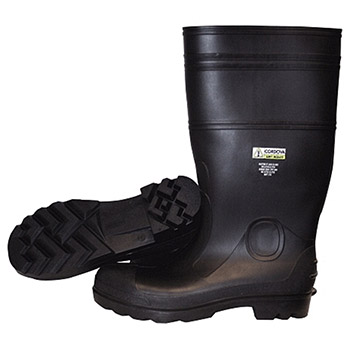 Cordova PB22 Black Boot With Black PVC Sole Eva Insole Steel Toe Lined 16 Inch Length Over The Sock Style - 1 Pair