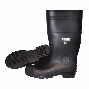 Cordova PB23 Black PVC Boot, Black PVC Sole, EVA Insole, Cotton Lined, 16" Length, Over the Sock Style - Pair
