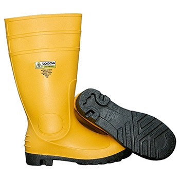 Cordova PB33 PVC/Nitrile Yellow Boot, Black PVC/Nitrile Sole, EVA Insole, Steel Toe & Midsole, Lined, 16" Length - Pair