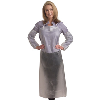 6 Mil Clear Vinyl Apron With Tied Strings & Sewn Edges, 36"X 48"