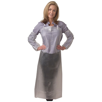 8 Mil Clear Vinyl Apron With Tied Strings & Sewn Edges, 36"X 48"