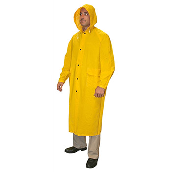 Cordova RC35Y Renegade Yellow 49" Raincoat, .35mm PVC/Polyester Fabric, Detachable Hood with Drawstring - Each