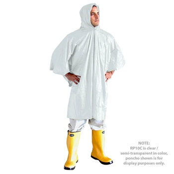 Cordova RP10C Value-Line .10mm PVC Poncho, Attached Hood with Drawstring, Clear Color, 52"x80" - Each