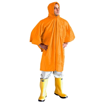 Cordova RP10O Value-Line .10mm PVC Poncho, Attached Hood with Drawstring, Orange Color, 52"x80" - Each