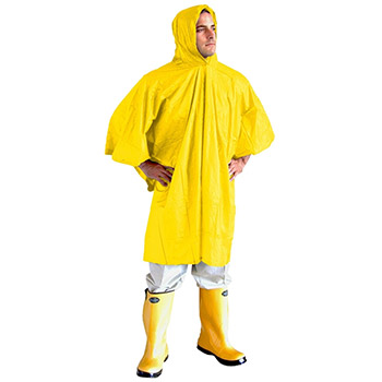 Cordova RP10Y Value-Line .10mm PVC Poncho, Attached Hood with Drawstring, Yellow Color, 52"x80" - Each