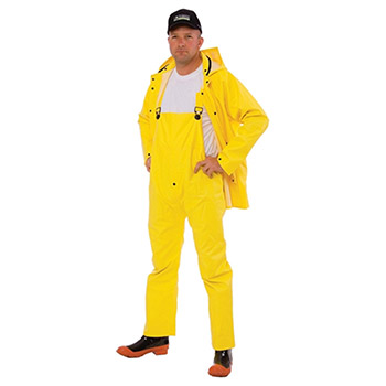 Cordova RS353Y StormFront 3pc Rainsuit, Yellow .35mm PVC/Polyester Fabric, Detachable Hood with Drawstring - Each