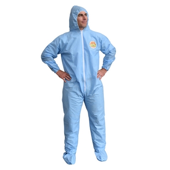 Cordova SMS910 C-Max Blue SMS Coverall With Hood & Boots Elastic At Wrists Ankles Hood & Boots - 1 Case