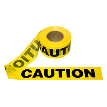 Cordova T15101 1.5 Mil Yellow Caution Barricade Tape 3 inch x 1000 ft - 12 Rolls/Case, Per Case