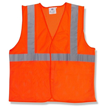 Cordova V210P Class II Orange Reflective Vest, ANSI/ISEA 107-2010, Orange Polyester Mesh, Hook & Loop Closure - Each